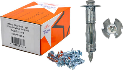 416HL Hollow Wall Anchor with Needle Point Screw, MagicToggle Heavy Duty Drywall Plasterboard Cavity Anchors, No Setting Tool Needed, Pro & DIY Friendly, Wall/Ceiling