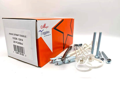 CS316 Heavy Duty Strap Toggle Bolt, 3/16"-24 x 2-1/2" Screw, 1/2" Drill Bit, 136-920 LB Load MagicToggles, Hollow Wall Anchor for Drywall & Block, TV Mount, Cabinet, Shelf