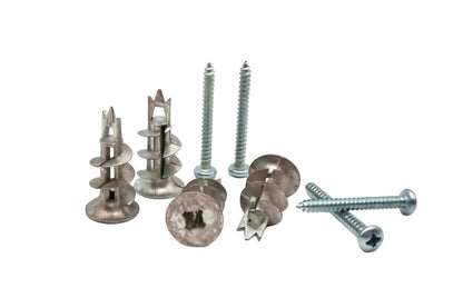 EDAZ Drywall Anchor & Screw, Plasterboard & Fiber Cement Board | Expansion ZAMAK/Zinc Anchor, Fits Most Screws — Medium Duty MagicToggles Series, include screws
