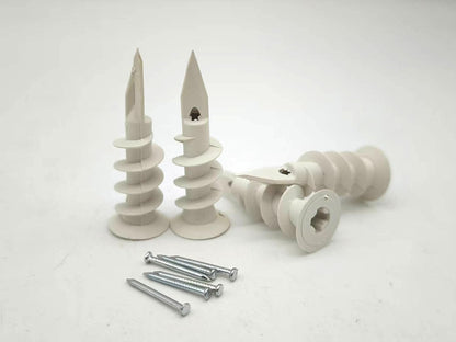 NDAN Nylon Drywall Anchors with Patented Reinforcement Nails | Medium Duty for Plasterboard & Insulation Wall, Anchor only, No Screws Included